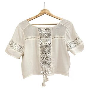 Kendall & Kylie Cream Lace Detail Blouse